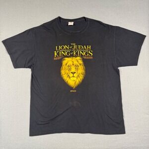 Kerusso Lion of Judah King of Kings T-Shirt Mens XL Black Cotton Graphic Tee XL